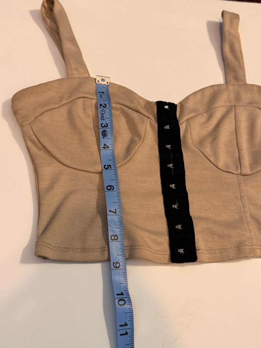 Beige Bustier Crop Top with Front Hook Closure - Picture 3 of 4